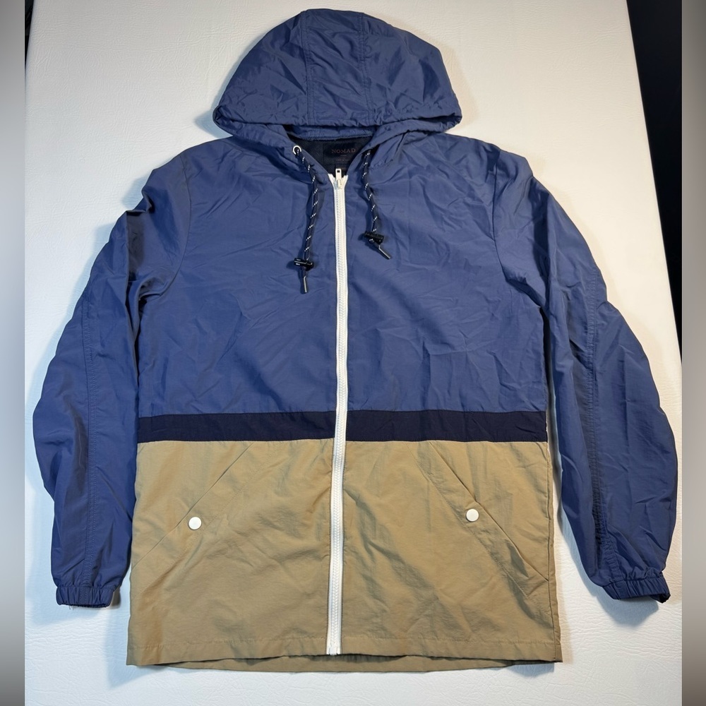 Nomad Boarding Pass Jacket Khaki Black Windbreaker Full Zip Mens M Lightweight